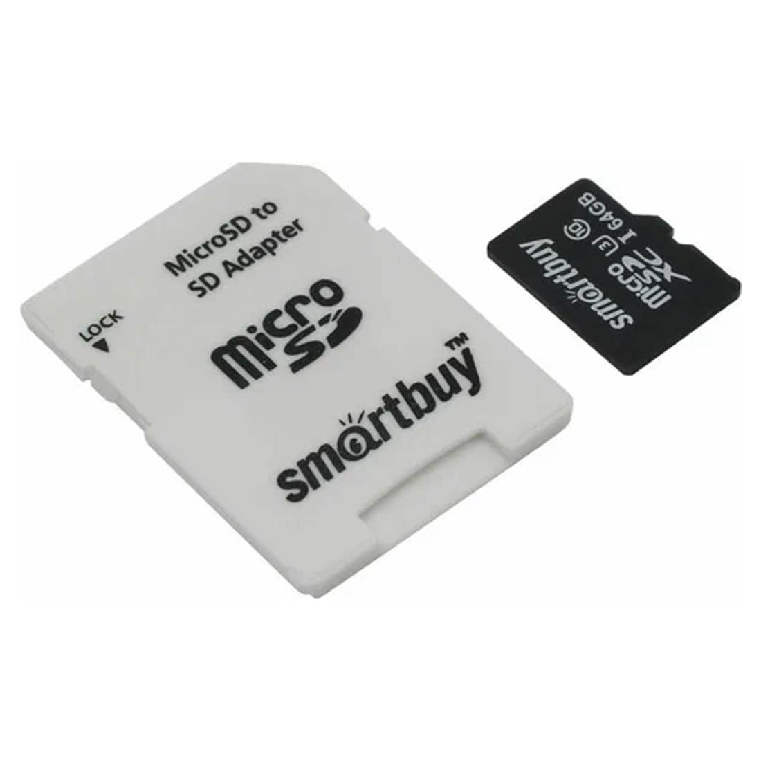 Карта памяти SMARTBUY MicroSDXC 64GB, Class 10 Pro UHS-I U3, 95 Mb/s, c адаптером