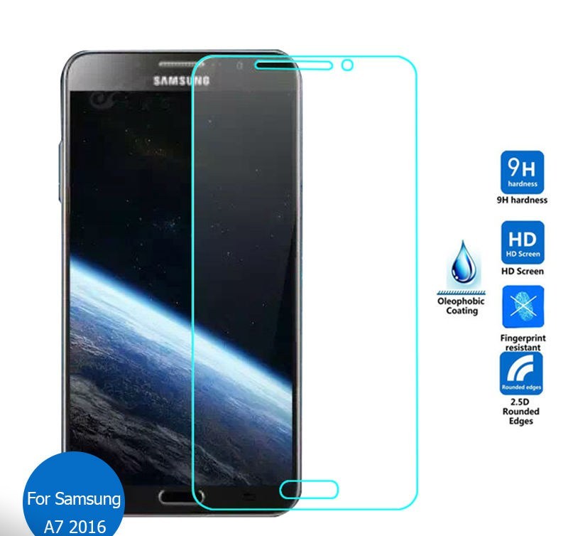 Защитное стекло "Pro Glass" в картонной упаковке для Samsung Galaxy A7 2016/A7100/ 0,2 мм (цвет=глян.
