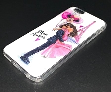 Чехол накладка для APPLE iPhone 6, iPhone 6G, iPhone 6S, силикон, блестки, рисунок MON AMOUR