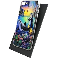 Чехол накладка для APPLE iPhone 7 Plus, iPhone 8 Plus, силикон, блестки, глянцевый, рисунок Два дельфина