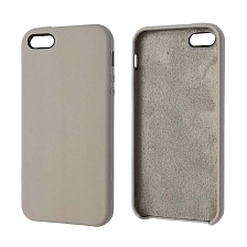 Чехол накладка Silicon Case для APPLE iPhone 5, 5G, 5S, SE, силикон, бархат, цвет серый