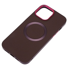 Чехол накладка с поддержкой MagSafe для APPLE iPhone 13 Pro Max (6.7"), силикон, пластик, цвет темно бордовый