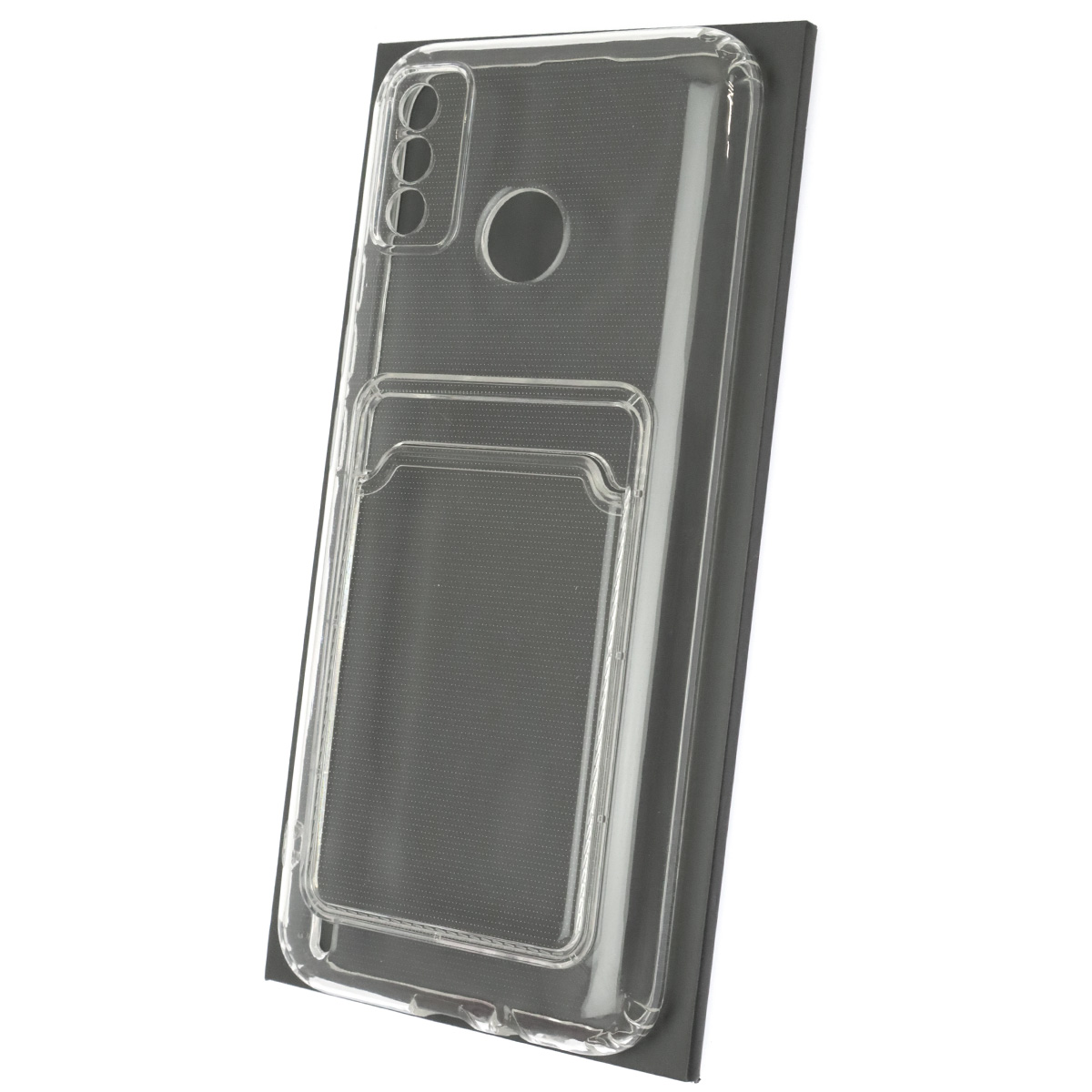 Чехол накладка CARD CASE для TECNO Spark 6 GO, силикон, отдел для карт, цвет прозрачный