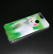 Чехол накладка для HUAWEI Honor 7S, 9 Lite, P Smart, силикон, рисунок Белый котёнок.