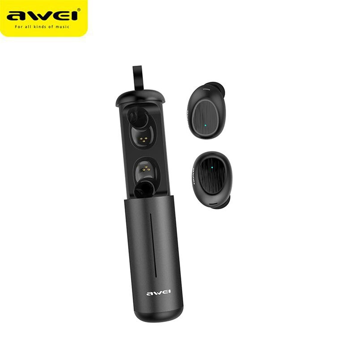 Гарнитура (наушники с микрофоном) беспроводная, AWEI T55 TWS Bluetooth Earphone, цвет черный.