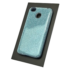 Чехол накладка Shine для XIAOMI Redmi 4X, силикон, блестки, цвет голубой