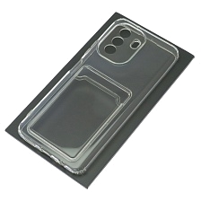 Чехол накладка CARD CASE для HUAWEI Nova Y70, защита камеры, силикон, отдел для карт, цвет прозрачный