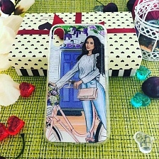 Чехол накладка для APPLE iPhone X, XS, силикон, рисунок Девушка на велосипеде.
