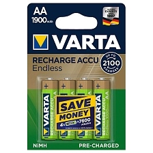 Аккумулятор перезаряжаемый VARTA R6, AA, BL4, NI-MH, 1900mAh, тип пальчиковый