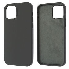 Чехол накладка Silicon Case для APPLE iPhone 12, iPhone 12 Pro, силикон, бархат, цвет черно серый