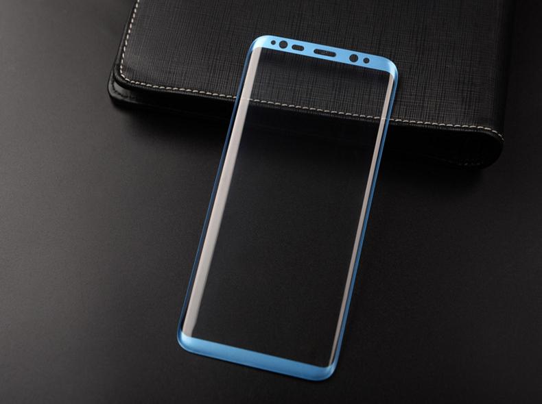Защитное стекло "SC" 3D для Samsung Galaxy S8 (цвет=голубой).
