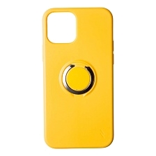 Чехол накладка RING для APPLE iPhone 12 Pro Max, силикон, кольцо держатель, цвет желтый