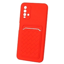 Чехол накладка CARD CASE для XIAOMI Redmi 9T, силикон, отдел для карт, цвет красный
