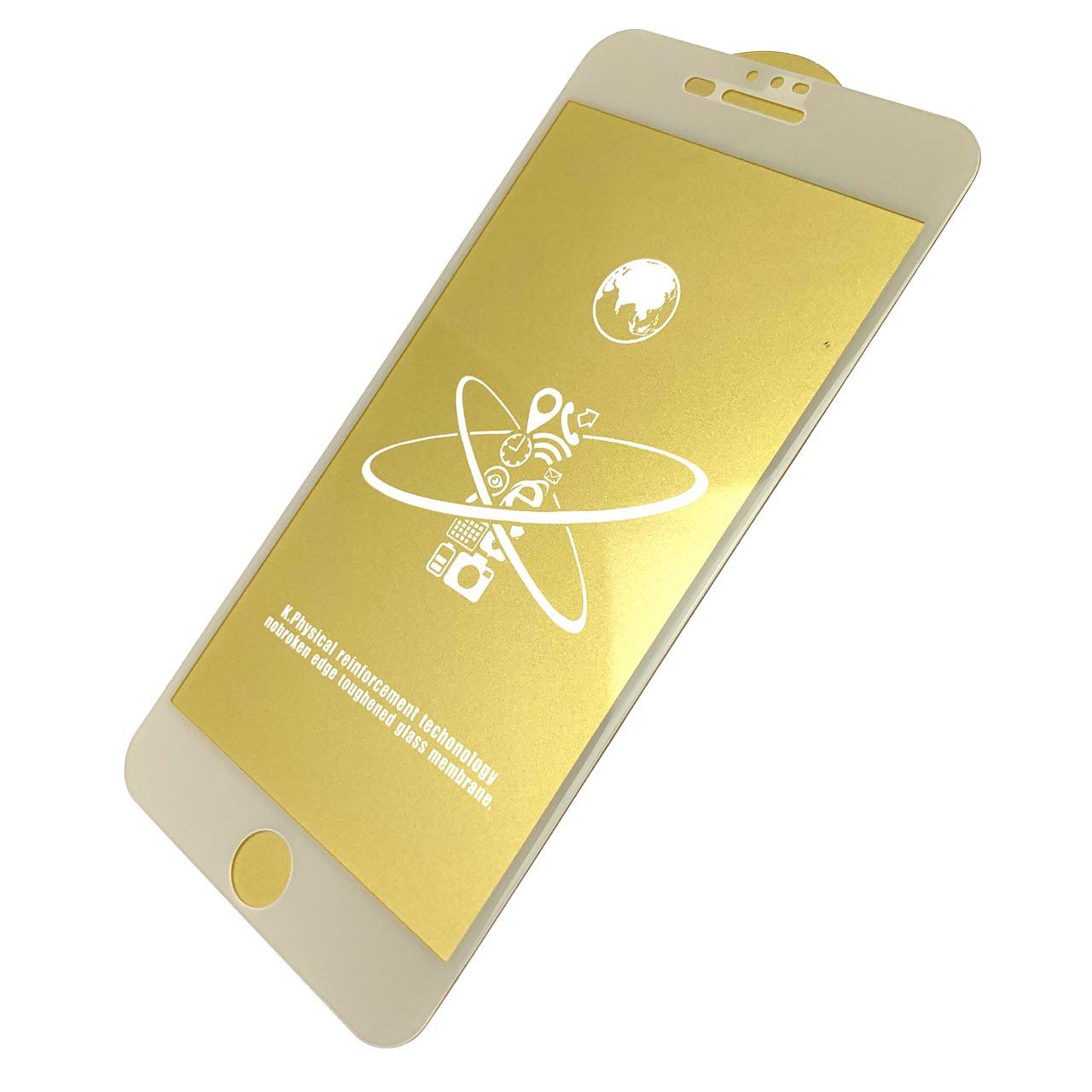 Защитное стекло Full Glue Premium для APPLE iPhone 6/6G/6S Plus (5.5"), цвет канта белый.