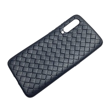 Чехол накладка для XIAOMI MI 9, силикон, плетение, цвет чёрный.