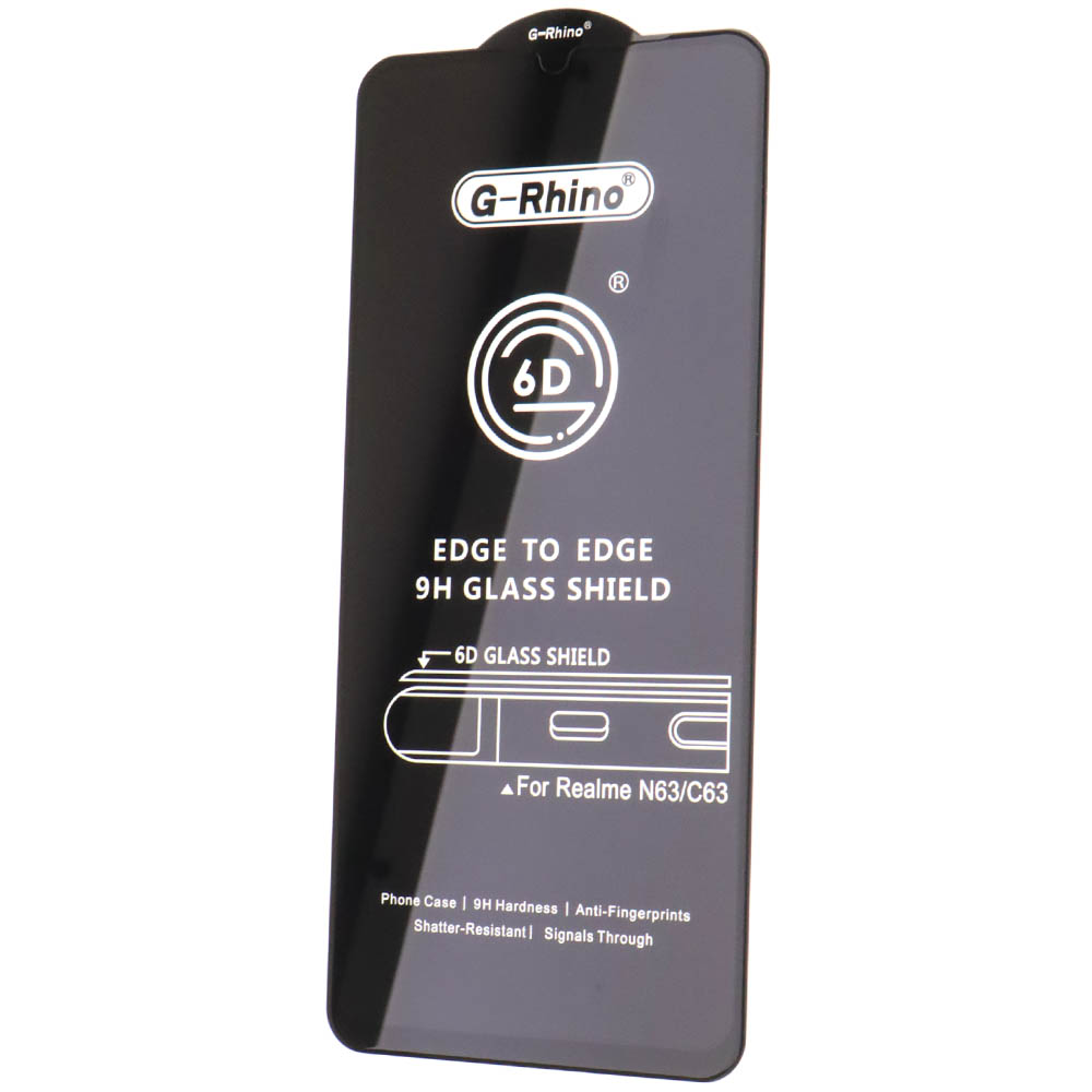 Защитное стекло 6D G-Rhino для Realme C61, Realme C63, цвет окантовки черный Защитное стекло 6D G-Rhino для Realme C61, Realme C63, цвет окантовки черный