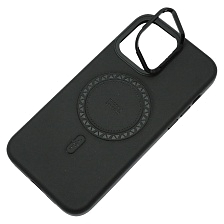 Чехол накладка Modern Stylish с поддержкой MagSafe для APPLE iPhone 14 Pro Max, защита камеры, подставка, экокожа, бархат, цвет черный
