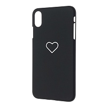 Чехол накладка для APPLE iPhone XS MAX, пластик, матовый, рисунок Сердце, цвет черный.