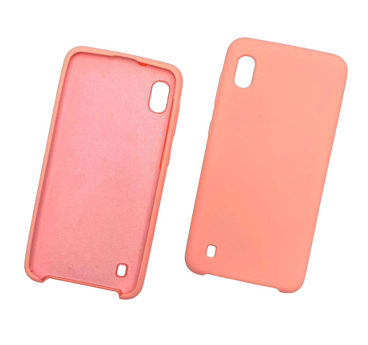 Чехол накладка Silicon Cover для Samsung A10 2019 (SM-A105), силикон, бархат, цвет светло розовый.