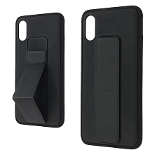Чехол накладка STAND для XIAOMI Redmi 9A, подставка, магнит, экокожа, цвет черный