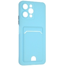 Чехол накладка BUTTON для XIAOMI Redmi 12 4G, защита камеры, силикон, отдел для карт, цвет голубой