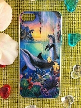 Чехол накладка для APPLE iPhone 7, 8, силикон, рисунок дельфины.