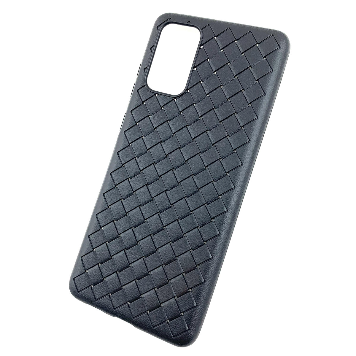 Чехол накладка для SAMSUNG Galaxy S20 Plus (SM-G985), силикон, плетенный, цвет черный.