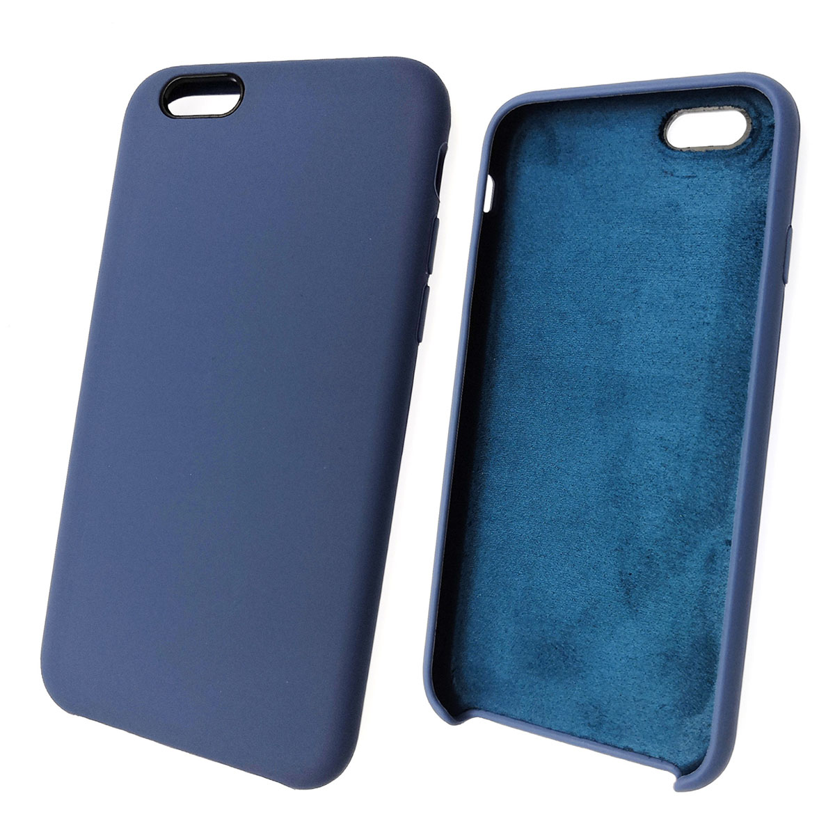 Чехол накладка Silicon Case для APPLE iPhone 6, 6G,6S, силикон, бархат, цвет синий кобальт.