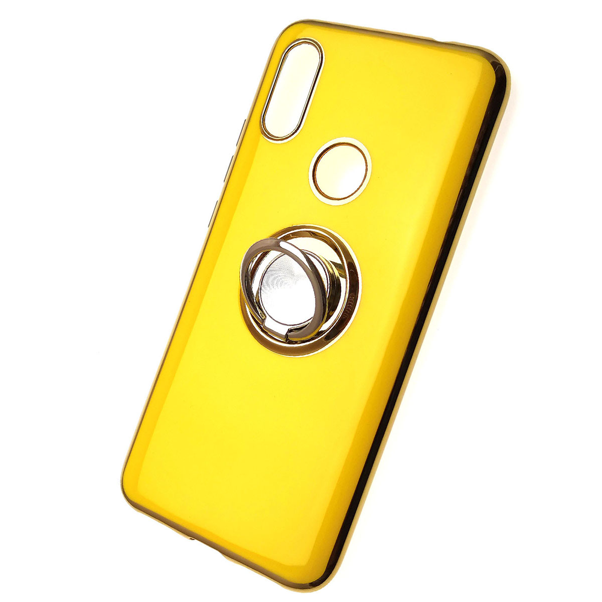 Чехол накладка для XIAOMI Redmi 7, силикон, кольцо держатель, цвет желтый.