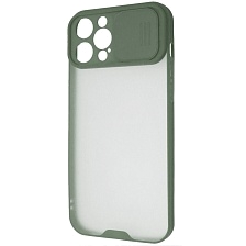 Чехол накладка LIFE TIME для APPLE iPhone 12 Pro MAX (6.7"), силикон, пластик, матовый, со шторкой для защиты задней камеры, цвет окантовки хвойный