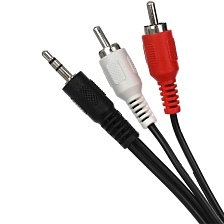 Кабель VCOM VAV7183 AUX 3.5 Jack (M) 3-pin на 2RCA (M) 1.5 метра, цвет черный