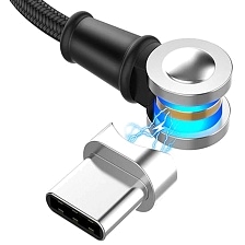 Кабель с магнитной насадкой 180° для устройств с разъемом Type-C aka USB-C, 5V-2.1A, длина 1 метр, цвет черный | Последняя цена