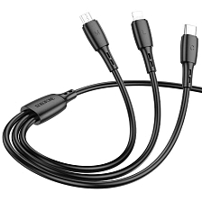 Кабель BOROFONE BX71 3 в 1 Lightning 8 pin, Micro USB, Type C, 2A, длина 1 метр, цвет черный
