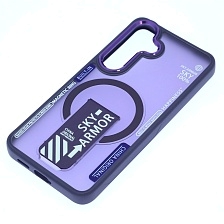 Чехол накладка Sky Armor с поддержкой MagSafe для SAMSUNG Galaxy S24, подставка, матовый, цвет фиолетовый Чехол накладка Sky Armor с поддержкой MagSafe для SAMSUNG Galaxy S24, подставка, матовый, цвет фиолетовый