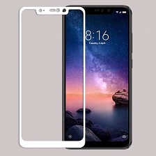 Стекло защитное "6D" FULL GLUE для Xiaomi RedMi Note 6 PRO в упаковке, цвет белый.