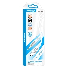 Аудио кабель, переходник KAKUSIGA KSC-895 AUX Jack 3.5 мм (папа) на USB Type C (папа), длина 1 метр, цвет бело серебристый