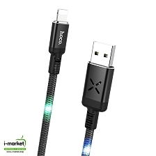 HOCO U63 Spirit кабель APPLE Lightning 8-pin, LED подсветка от звука, 1.2 метра, цвет черный.