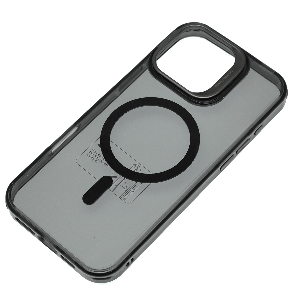 Чехол накладка Sky Armor с поддержкой MagSafe для APPLE iPhone 16 Pro Max, подставка, цвет прозрачно черный