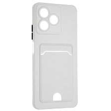 Чехол накладка BUTTON для Realme C51, Realme C53, Realme Note 50, защита камеры, силикон, отдел для карт, цвет белый