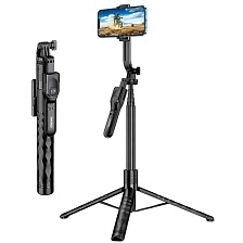 Монопод, трипод, селфи палка KAKUSIGA KSC-1750 для смартфона, с пультом, Bluetooth, Led подсветка, цвет черный