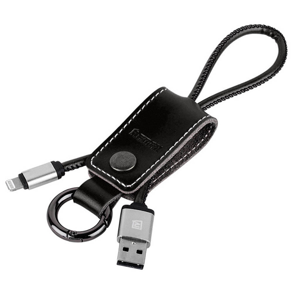 USB Дата-кабель Apple Lightning 8 pin брелок под кожу, длина кабеля 25 см, цвет черный | Последняя цена