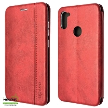 Чехол книжка LIZARD для SAMSUNG Galaxy A11 (SM-A115), Galaxy M11 (M115), экокожа, визитница, цвет красный.