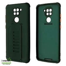 Чехол накладка LADDER NANO для XIAOMI Redmi Note 9, силикон, держатель, цвет темно зеленый