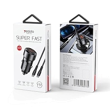 АЗУ (Автомобильное зарядное устройство) YESIDO Y55 с кабелем USB Type C на USB Type C, 60W, 1 USB Type C, 1 USB, PD30W, цвет черный