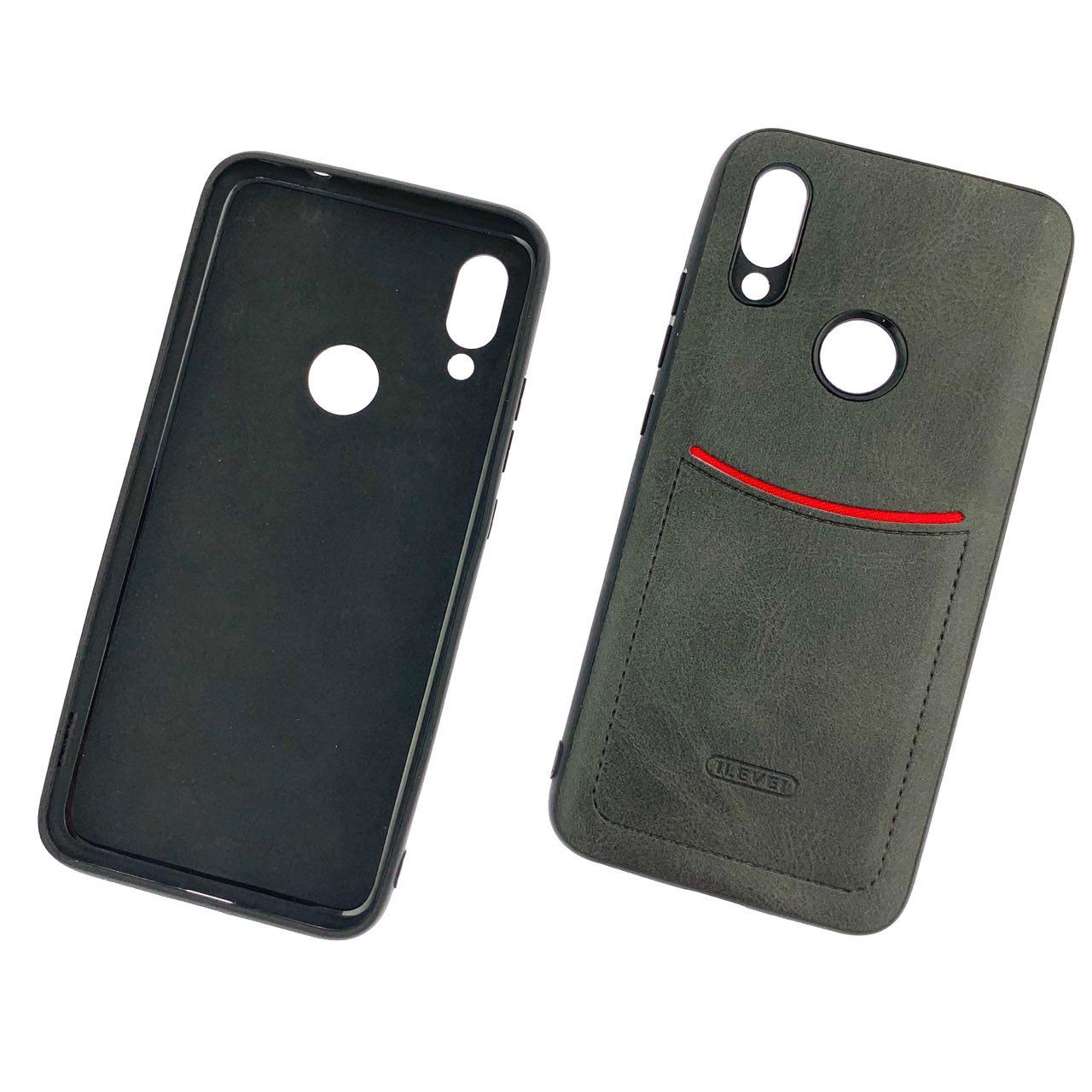 Чехол накладка для XIAOMI REDMI 7, силикон, визитница, экокожа, цвет чёрный. Чехол накладка для XIAOMI REDMI 7, силикон, визитница, экокожа, цвет чёрный.