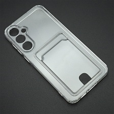 Чехол накладка CARD CASE для SAMSUNG GALAXY A55 5G, силикон, отдел для карт, цвет прозрачный