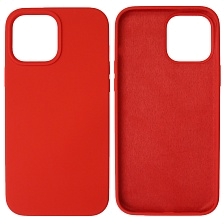 Чехол накладка Silicon Case для APPLE iPhone 13 Pro Max (6.7), силикон, бархат, цвет красный