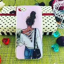 Чехол накладка для APPLE iPhone 7, 8, силикон, рисунок девушка со спины в белом.