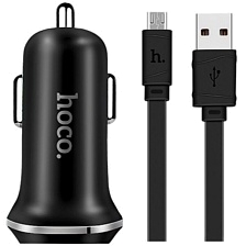 HOCO Z1 АЗУ (автомобильное зарядное устройство) 2 USB порта + Дата-кабель Micro USB, длина 1 метр, чёрного цвета.