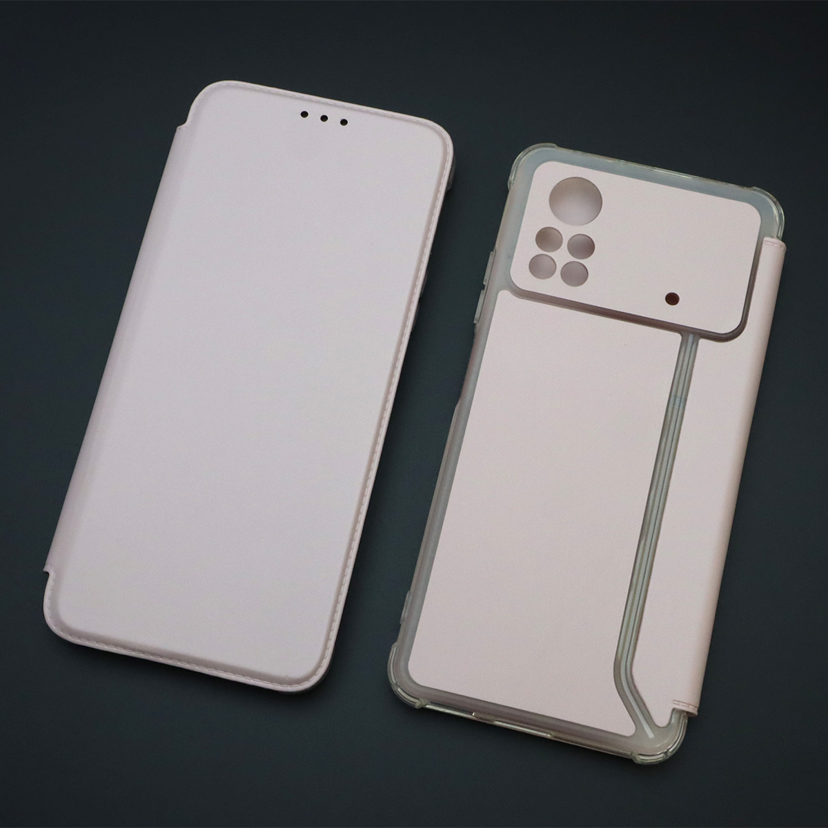 Чехол книжка для XIAOMI POCO X4 Pro 5G, экокожа, визитница, цвет розовый песок Чехол книжка для XIAOMI POCO X4 Pro 5G, экокожа, визитница, цвет розовый песок
